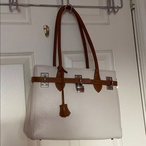 🍝ITALIAN LEATHER BROWN & WHITE SHOULDER BAG🍝